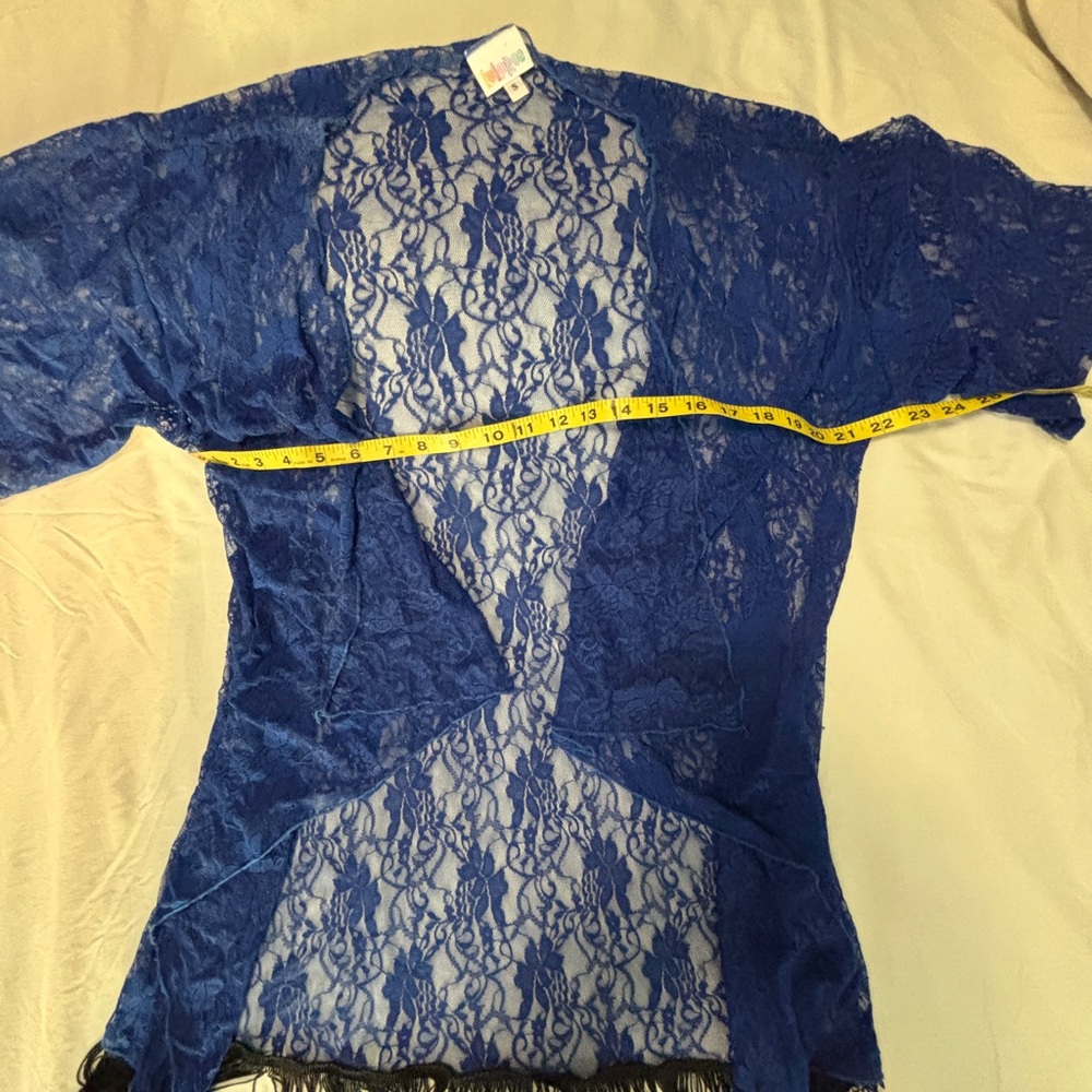 LuLaRoe Royal Blue Lace Open Cardigan